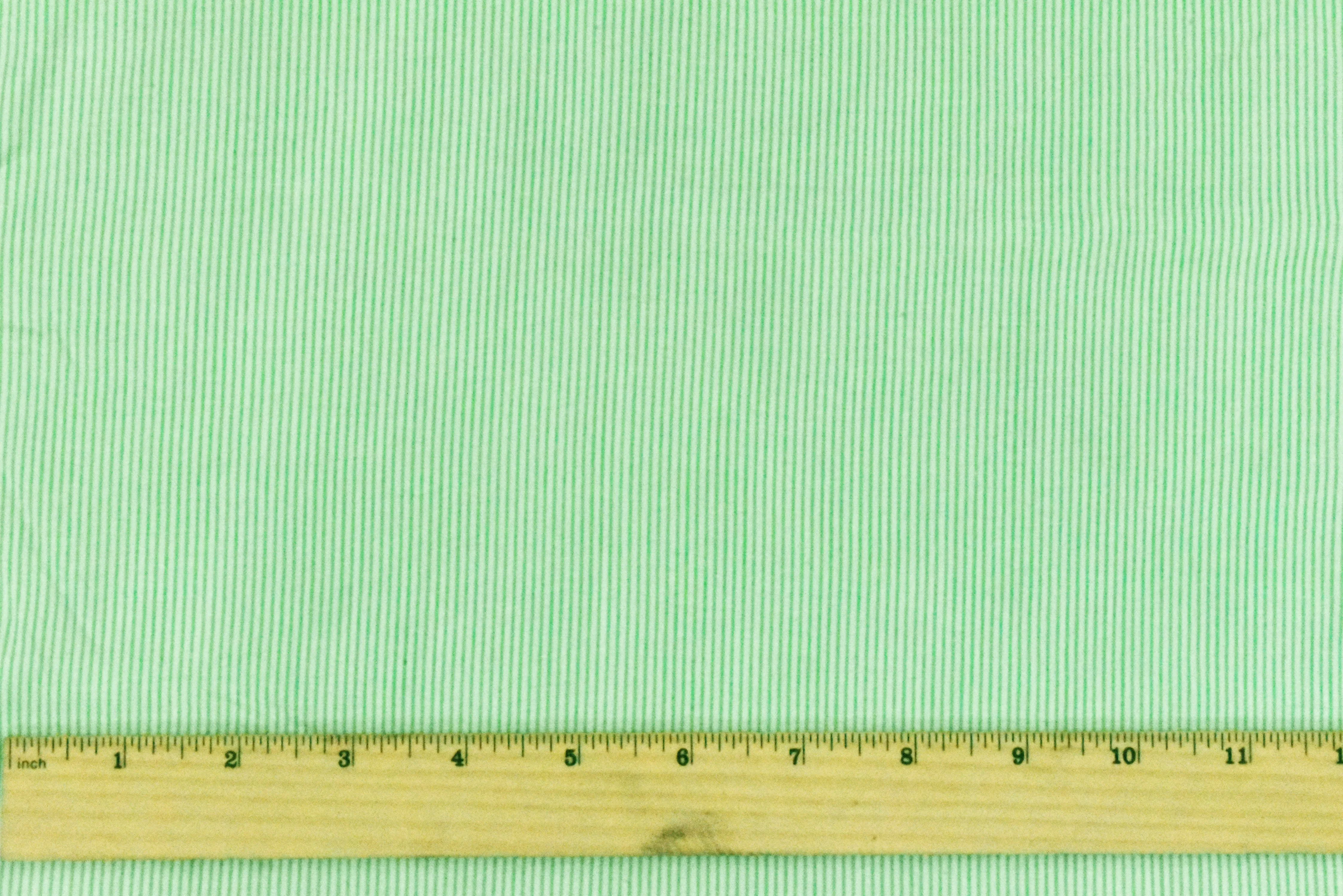 1 YD PC-Fresh Green-White Stripe Printed Cotton Lawn Woven Fabric