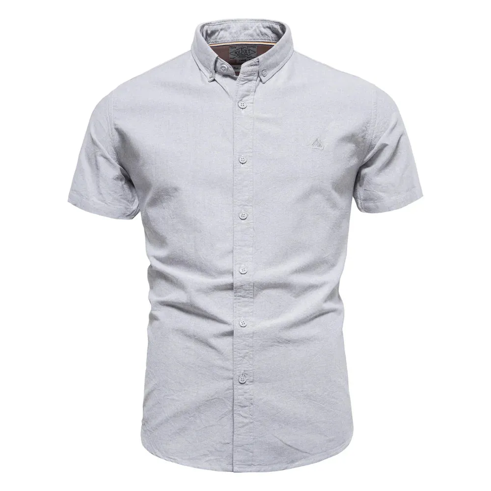 100% Cotton Oxford Shirts for Men Solid Color Turn-down Collar Men's Shirts New Summer Social Shirts Mens Clothing