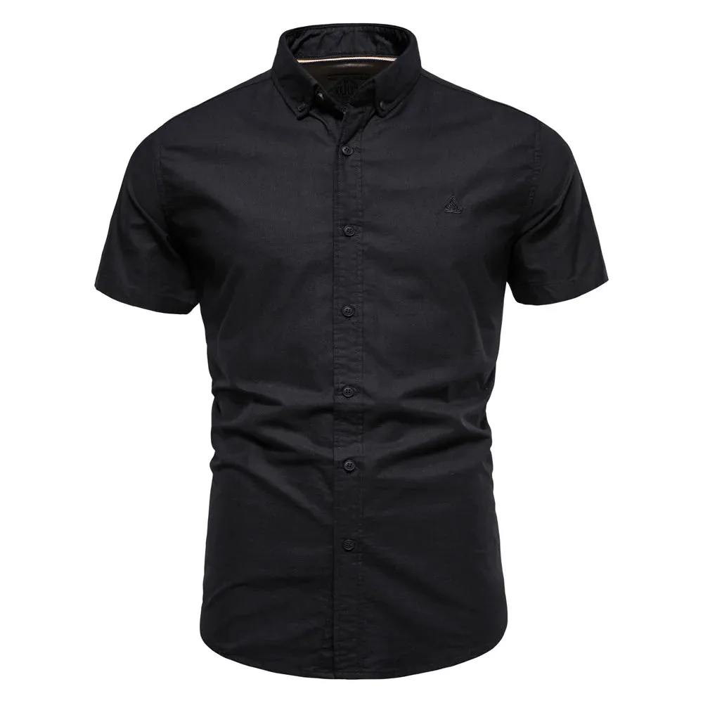 100% Cotton Oxford Shirts for Men Solid Color Turn-down Collar Men's Shirts New Summer Social Shirts Mens Clothing