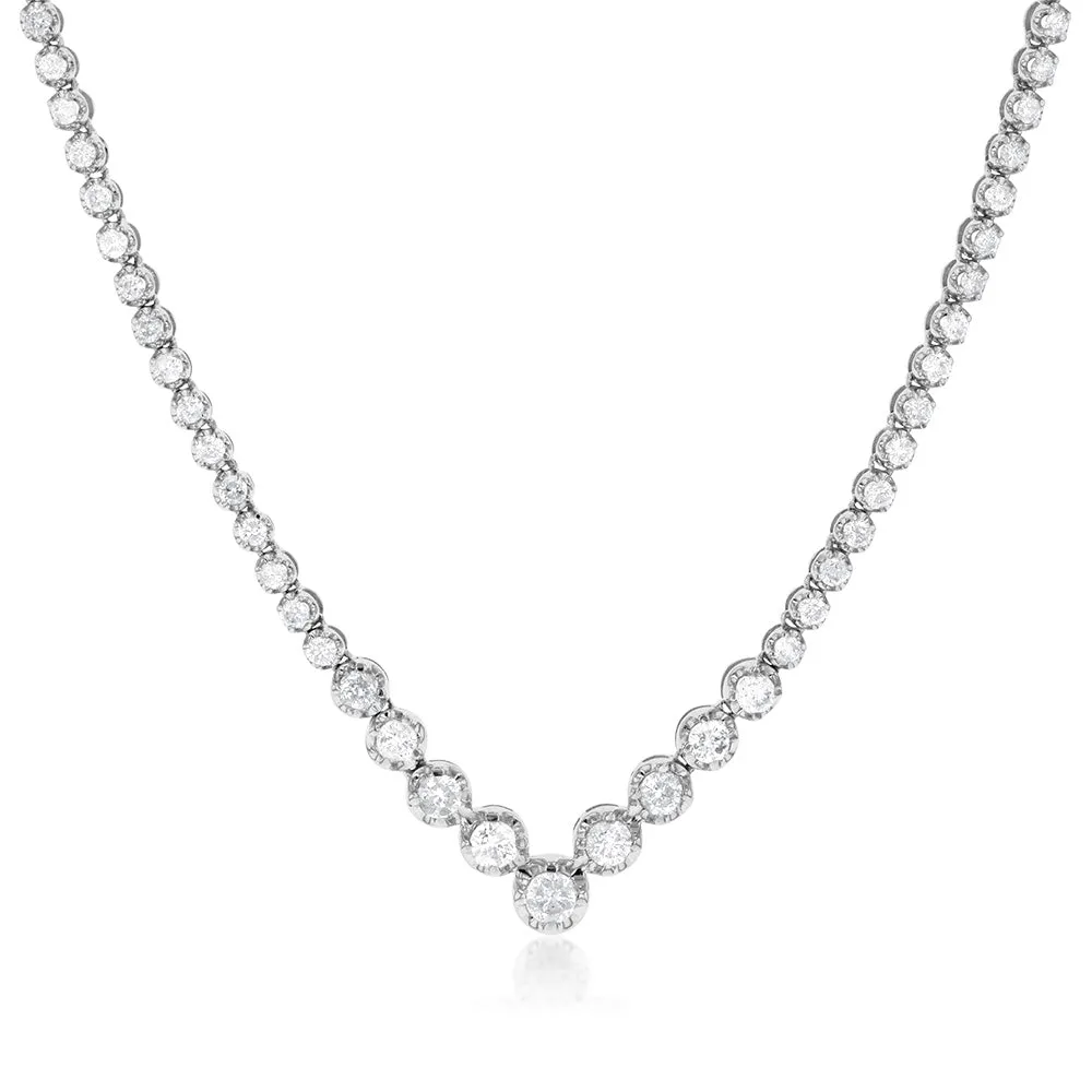 10ct White Gold 3 Carat Diamond On 45cm Chain