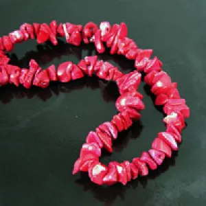 12mm Red Coral Nugget Chip Beads, 33 inch strand