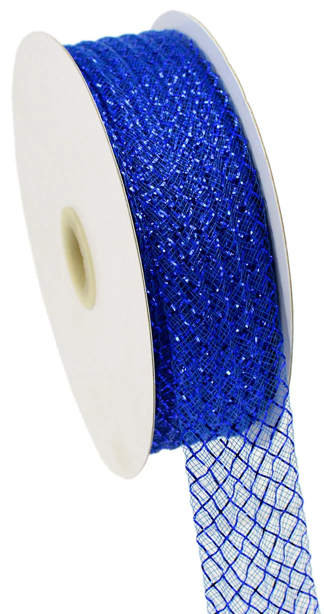 1.5" Deco Flex Mesh Ribbon: Metallic Royal Blue (30 Yards)