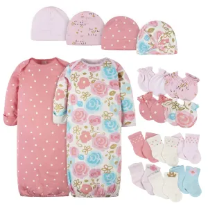 16-Piece Baby Girls Princess Gown, Mitten, Cap, & Sock Set