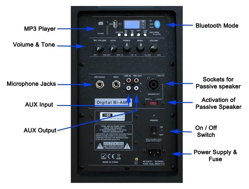 1800W Active and Passive Sound System Speakers Set 38cm