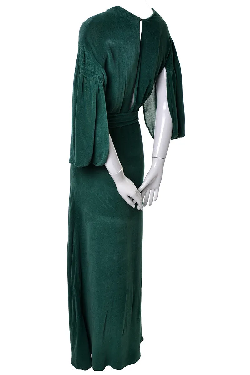 1930's Plush Green Velveteen Vintage Hostess Gown Robe 8