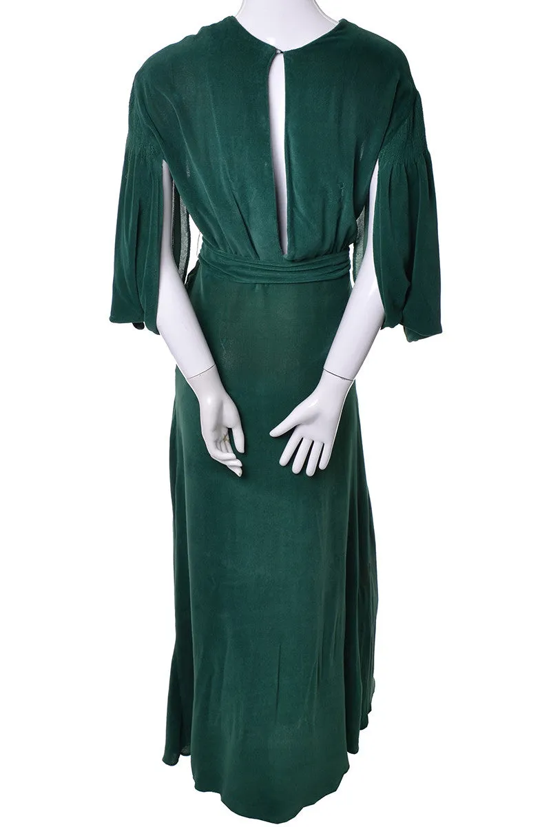 1930's Plush Green Velveteen Vintage Hostess Gown Robe 8