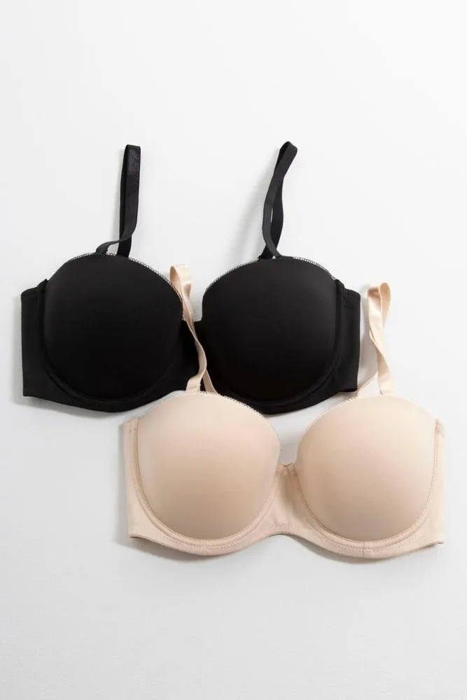 2 Pack Multiway Bras Natural & Black