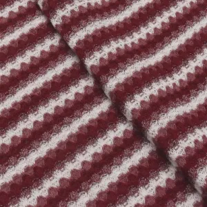 2 YD PC-Burgundy/Mauve/White Striped Waffle Knit Fabric