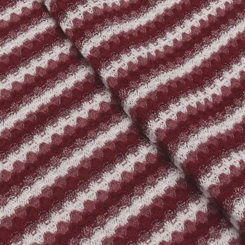 2 YD PC-Burgundy/Mauve/White Striped Waffle Knit Fabric