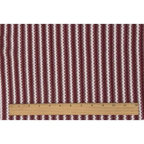 2 YD PC-Burgundy/Mauve/White Striped Waffle Knit Fabric