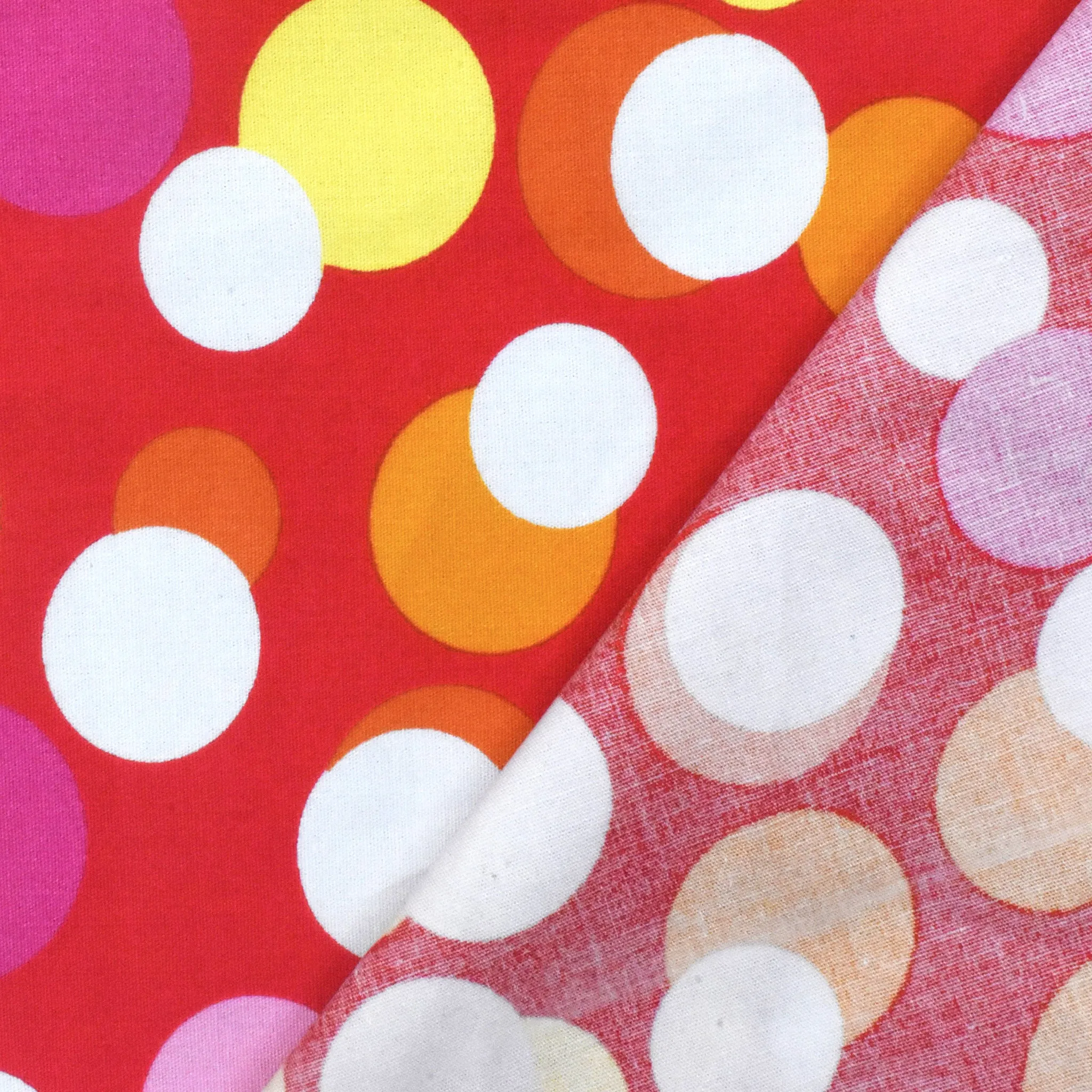 2 YD PC-Red-Yellow-Multi Party Dots Printed Stretch Broadcloth Fabric