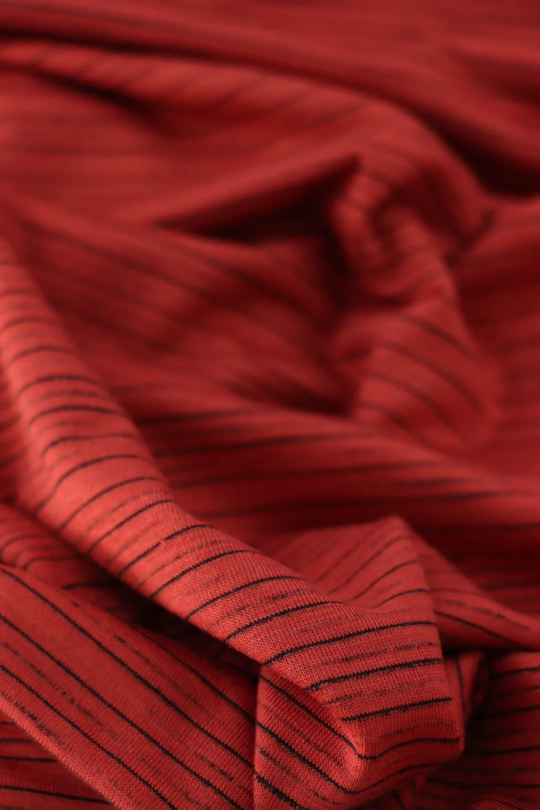 2YD 27IN REMNANT; Terracotta Sedona Mini Stripe Jersey