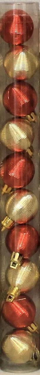 30MM Mini Shatterproof Textured Ball Ornaments (Set of 10) (Gold/Red/White)