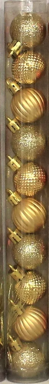 30MM Mini Shatterproof Textured Ball Ornaments (Set of 10) (Gold/Red/White)