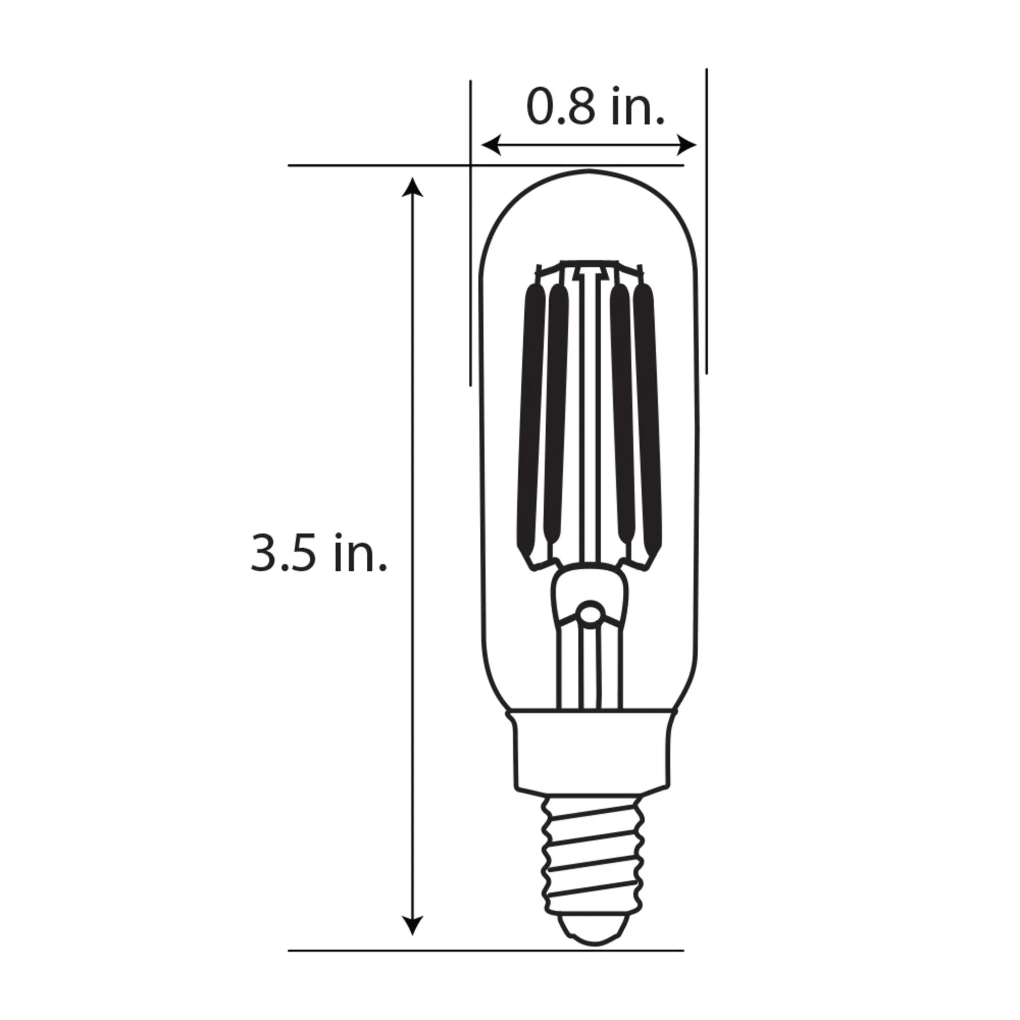 3.3W (40W Replacement) Daylight (5000K) T6 Tubular E12 Base Clear Filament LED Bulb (4-Pack)