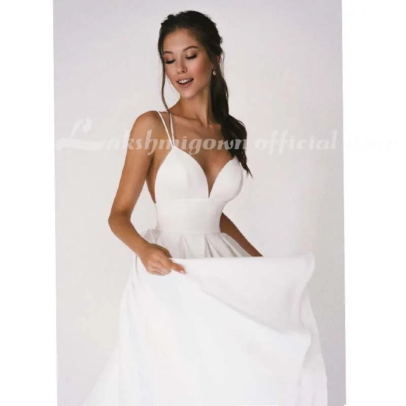 A Line Bridal Beach Short Wedding Dress