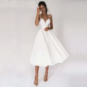 A Line Bridal Beach Short Wedding Dress