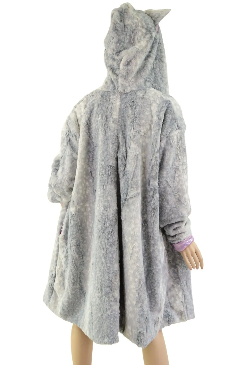 A Line Minky Faux Fur Coat with Kitty Ears