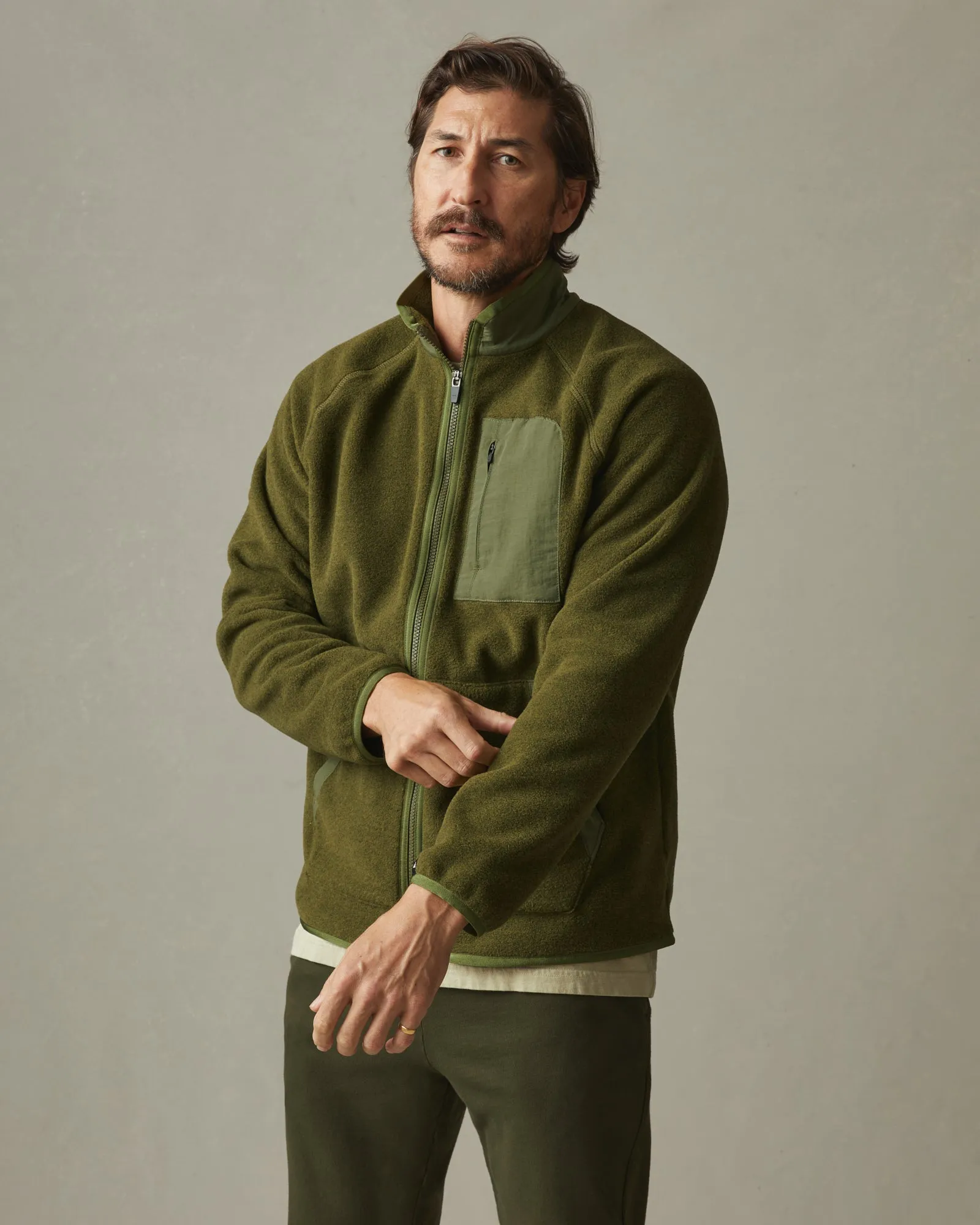 Active Fleece Full Zip - Moss