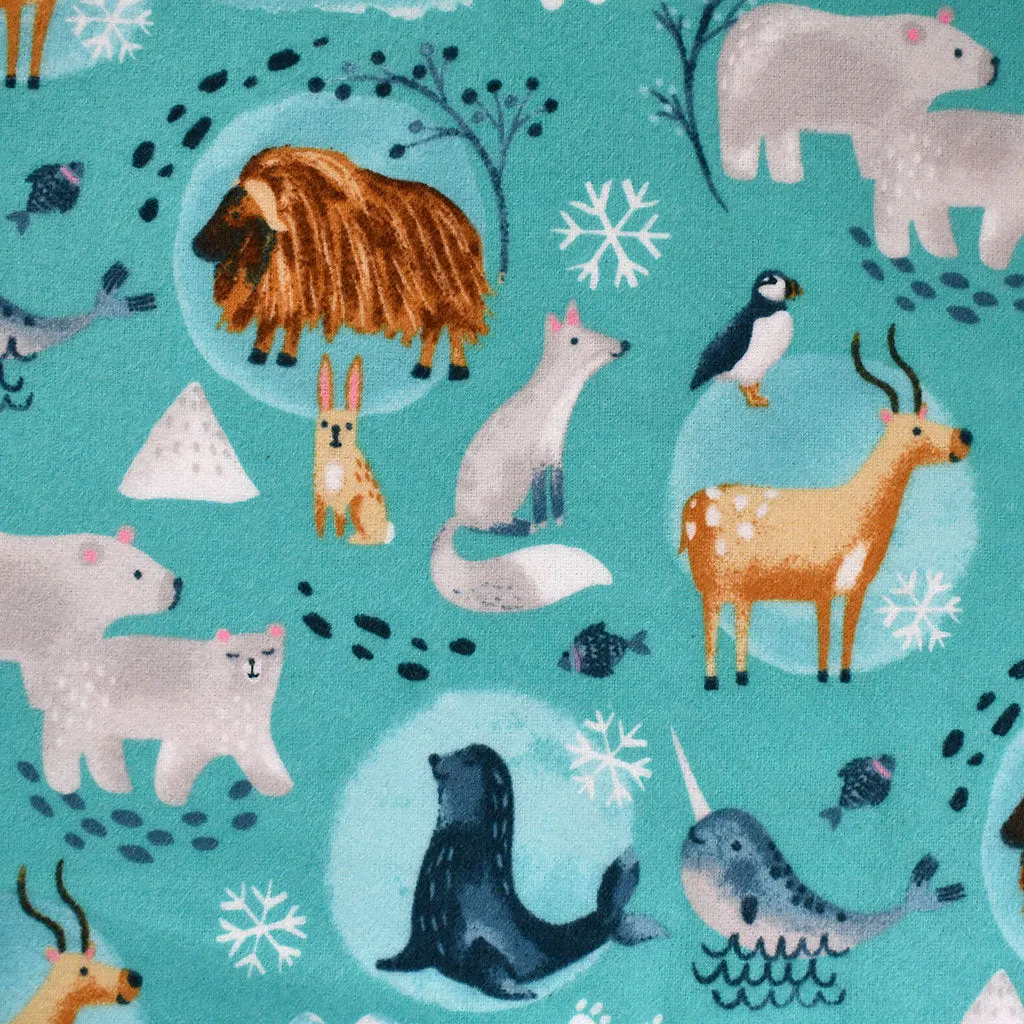 Arctic Friends Cozy Cotton Flannel Aqua