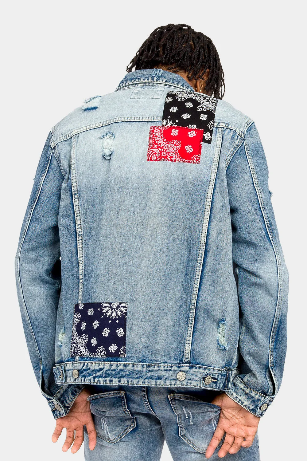 Bandana Paisley Patch Denim Jacket