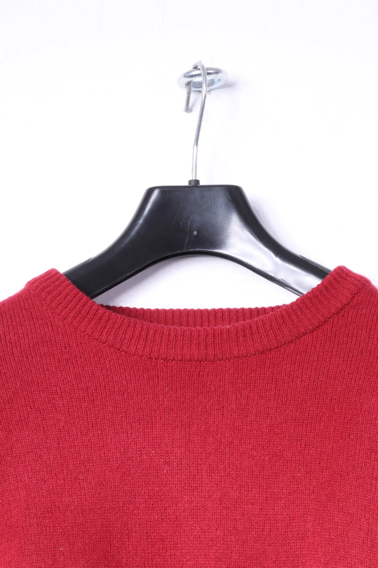 Barbour Mens L Jumper Red Pure New Wool Crew Neck Classic Sweater