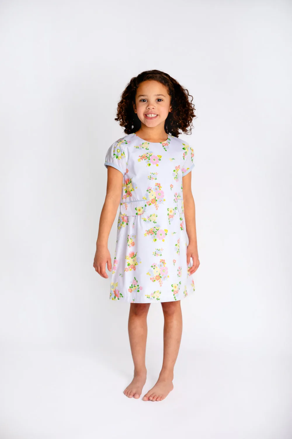 Betts Bow Dress - Biltmore Blooms with Buckhead Blue