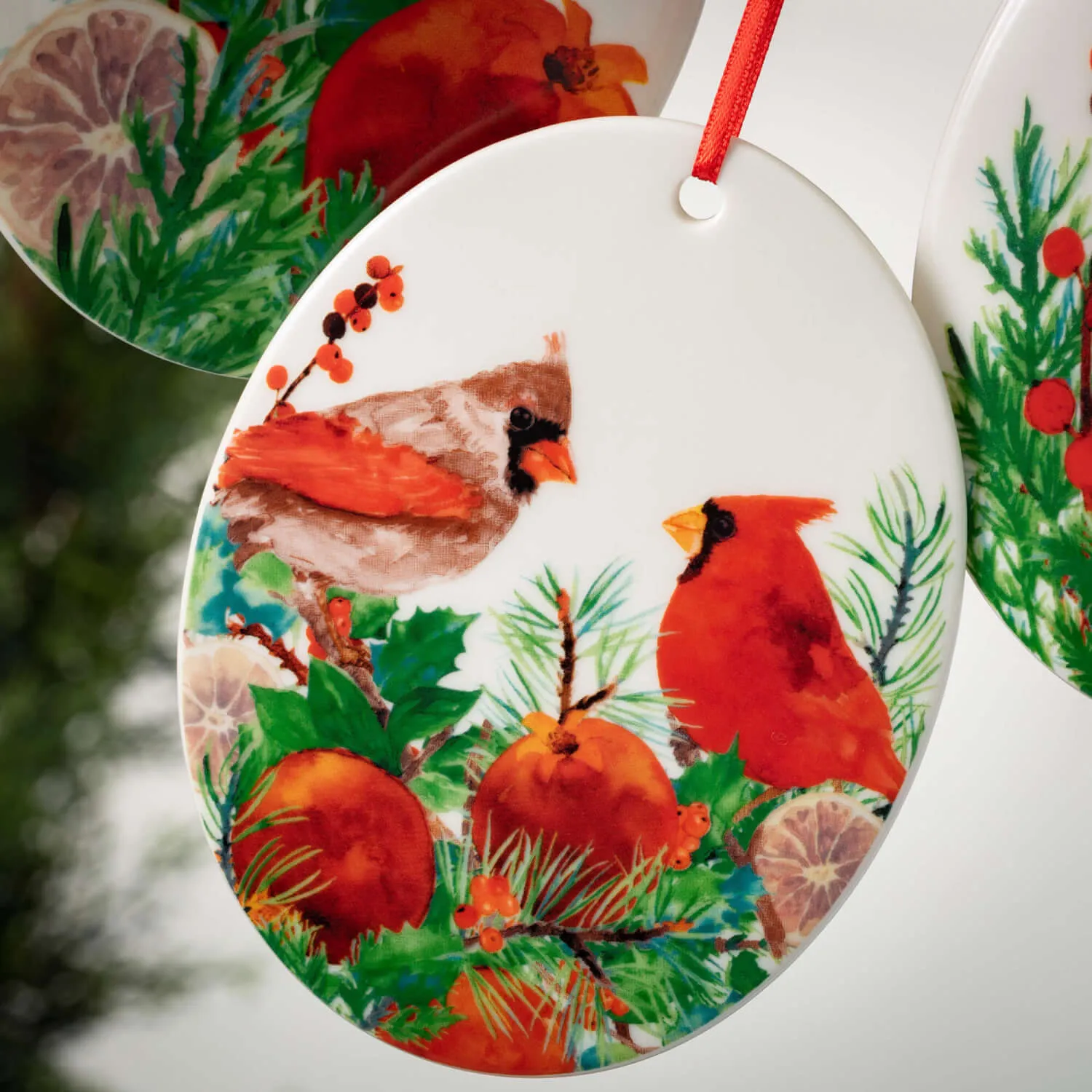 Bird & Fruit Ornament,Set Of 3