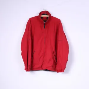 Bison Men M Jacket Red Cotton Nylon Blend Lightweight Casual Zip Up Top