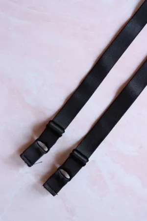 Black 3/4" Pre-Made Plush Back Satin Straps