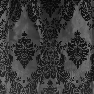 Black Damask Flocking Velvet Taffeta Fabric