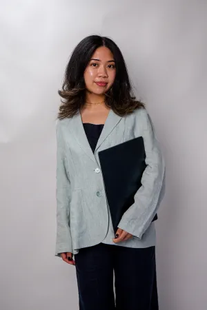 Bleu 100% Linen Oversized Blazer