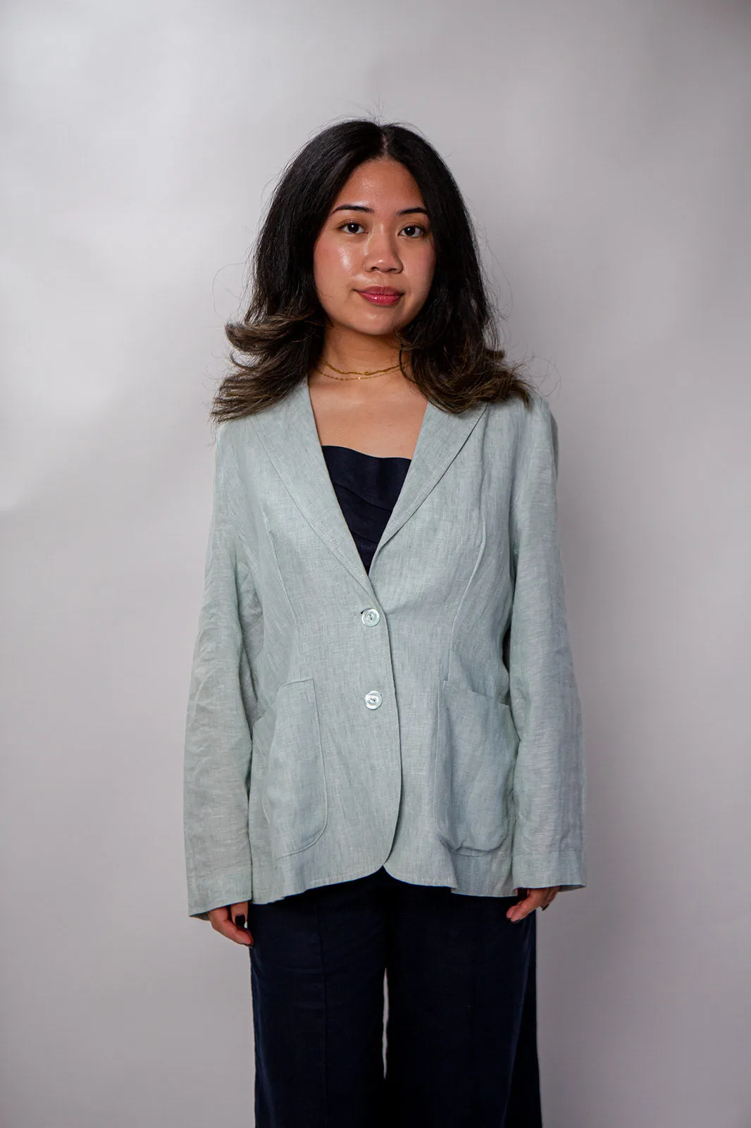 Bleu 100% Linen Oversized Blazer