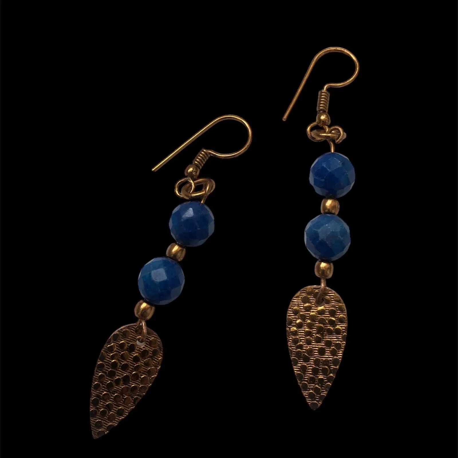 Blue Agate Gold Plated Dangle Earrings