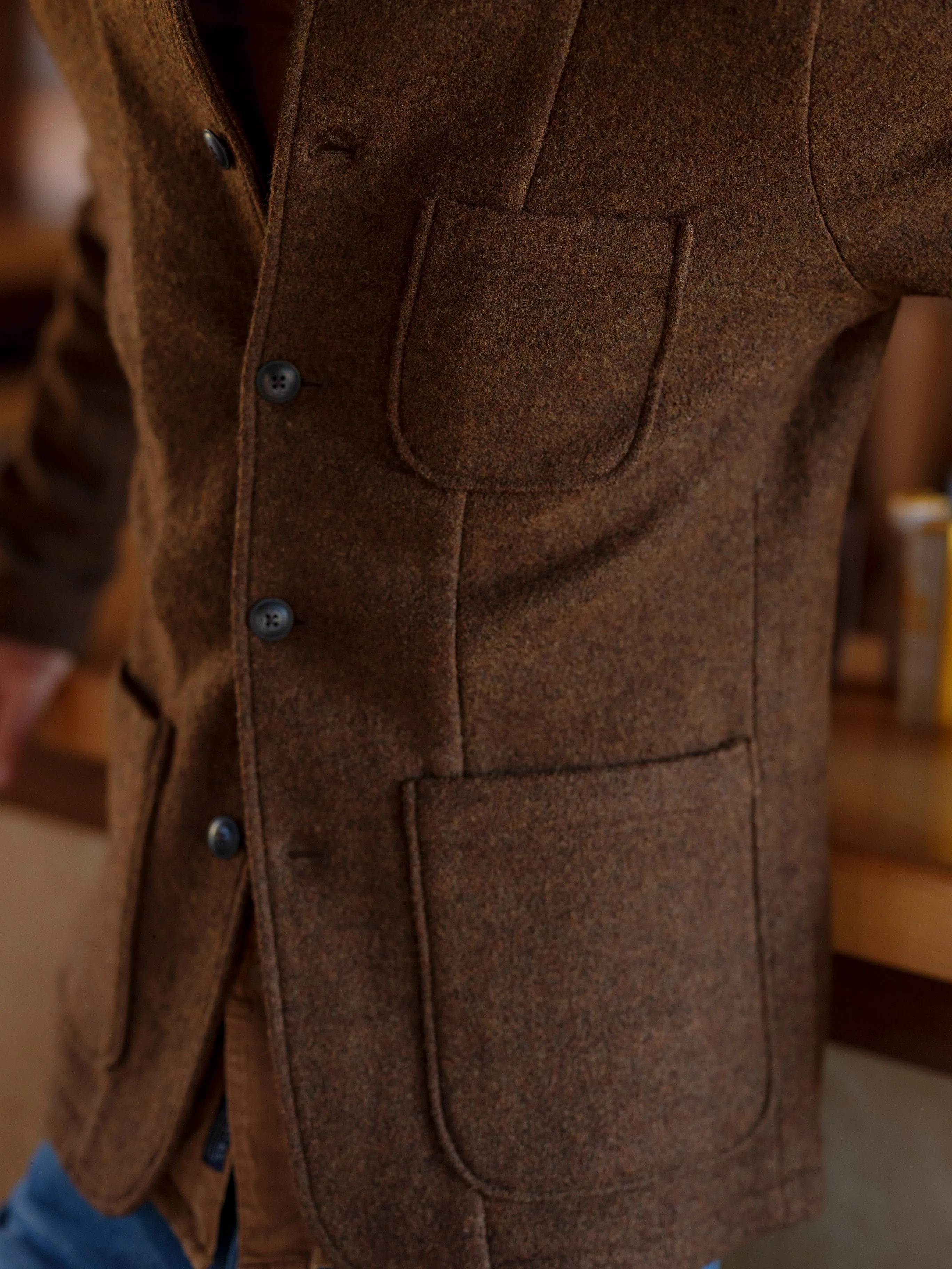 Tweedy Brown Wool Knitted Blazer by Burnham - Stylish & Cozy