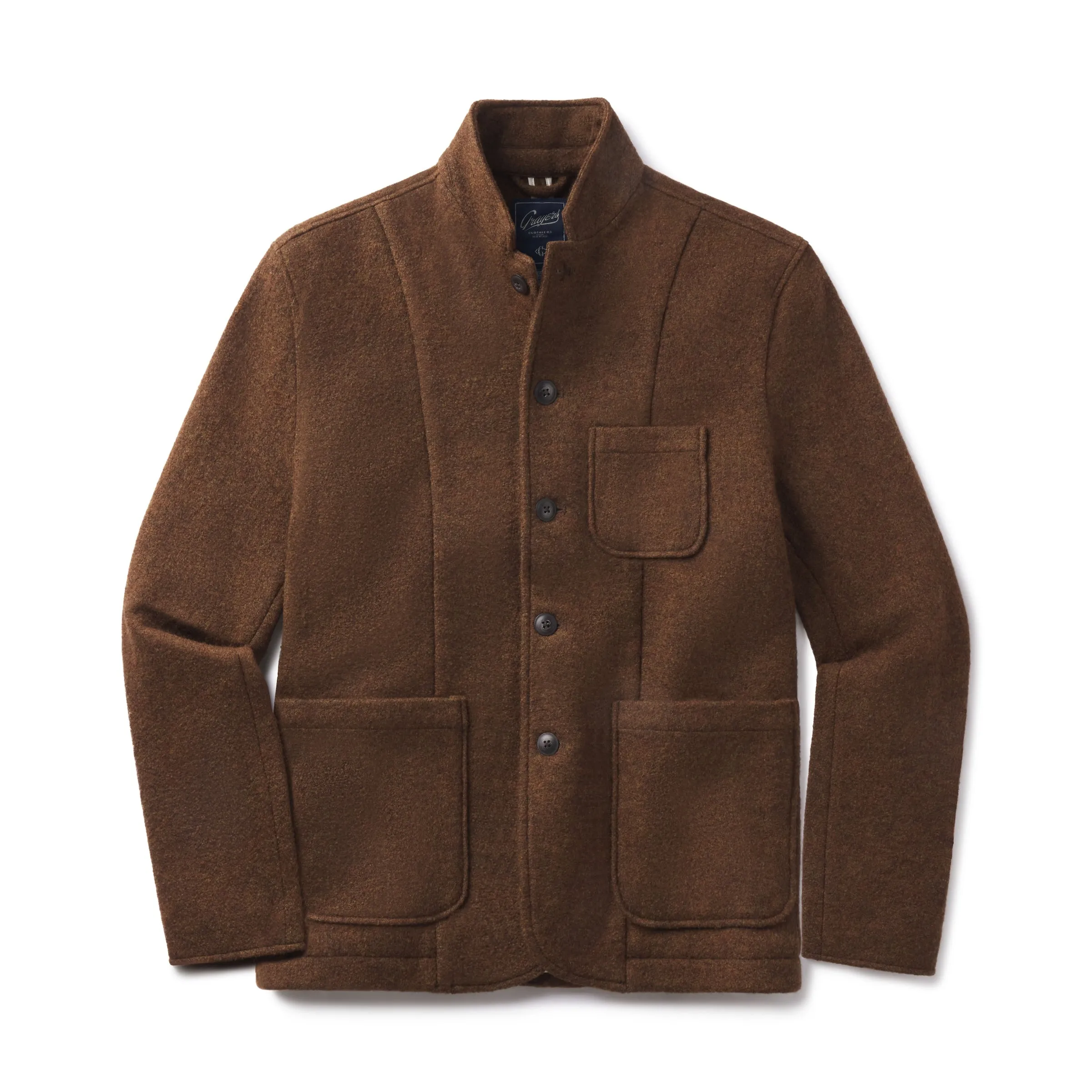 Tweedy Brown Wool Knitted Blazer by Burnham - Stylish & Cozy