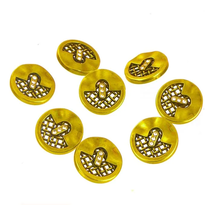 Circular Metal Buttons with Mesh Pattern (8 Small   6 Big)