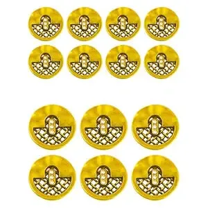 Circular Metal Buttons with Mesh Pattern (8 Small   6 Big)