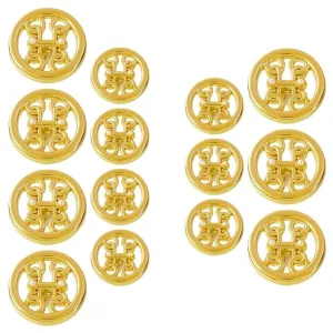 Circular Pearl and Gold Metal Buttons(7 Big   7 Small)