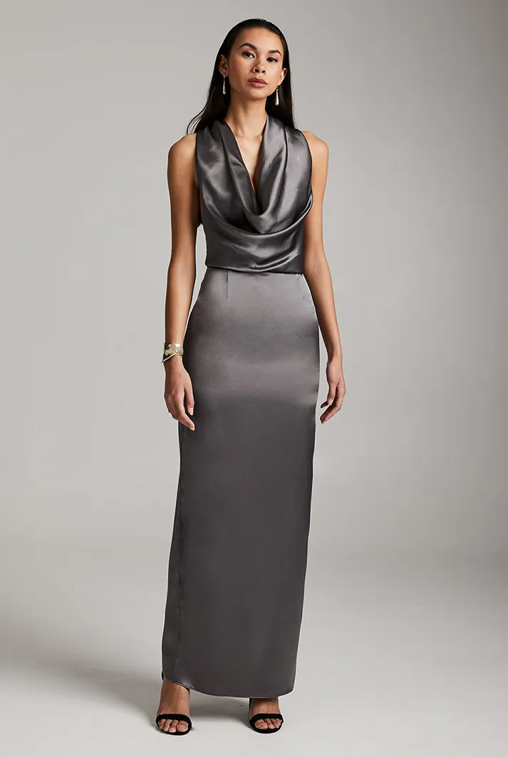 Convertible Halter-Neck Silk Dress