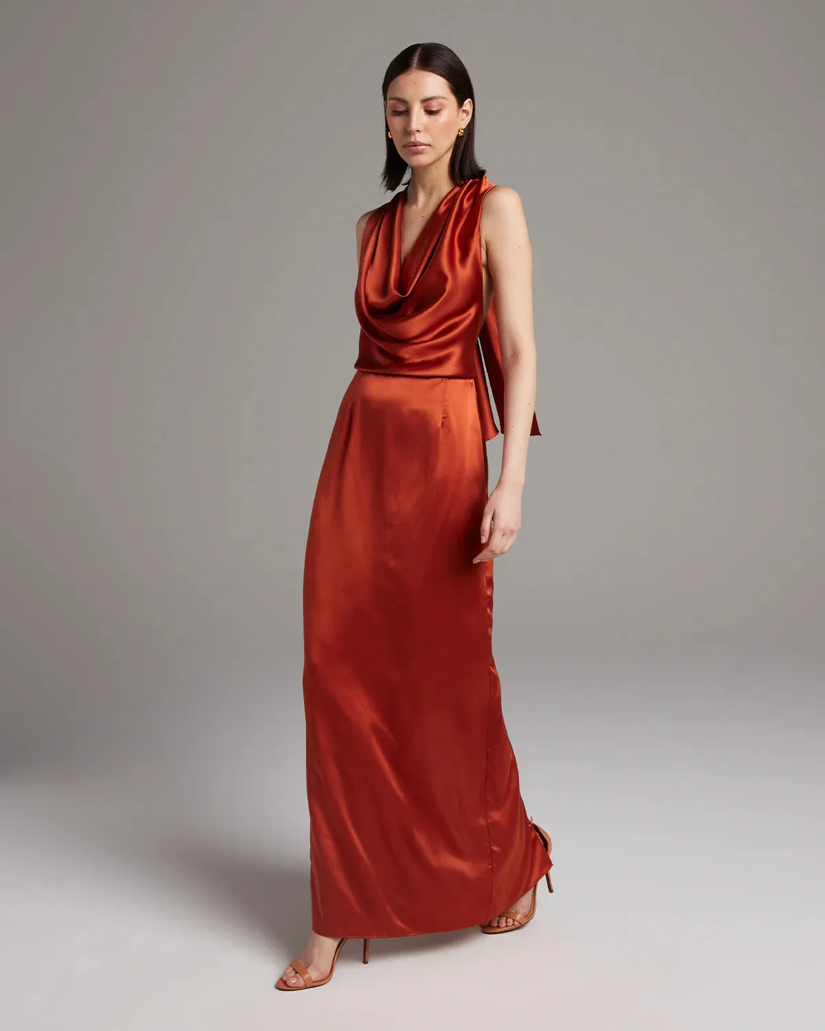 Convertible Halter-Neck Silk Dress