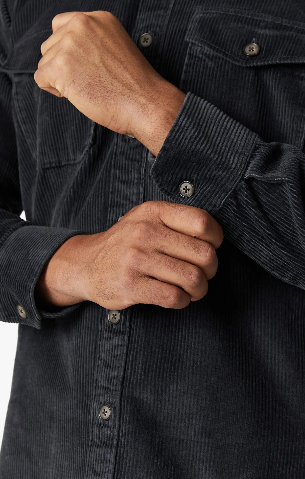 Corduroy Overshirt In Charcoal