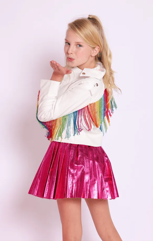 Crystal Rainbow Rain Leather Jacket