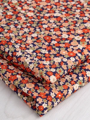 Ditzy Floral Print Cotton Poplin - Navy   Red   Green   Cream