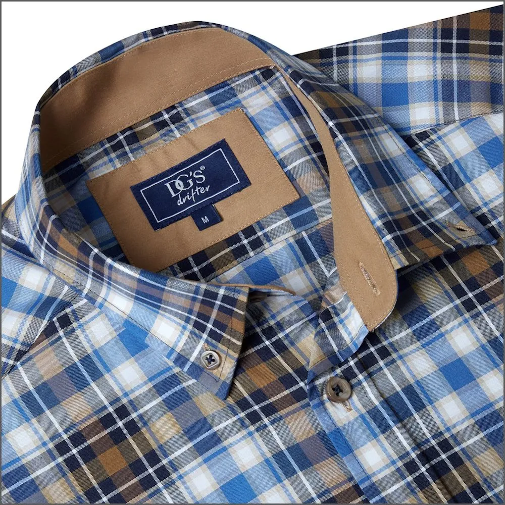 Drifter Ivano Tan, Blue Check Shirt^