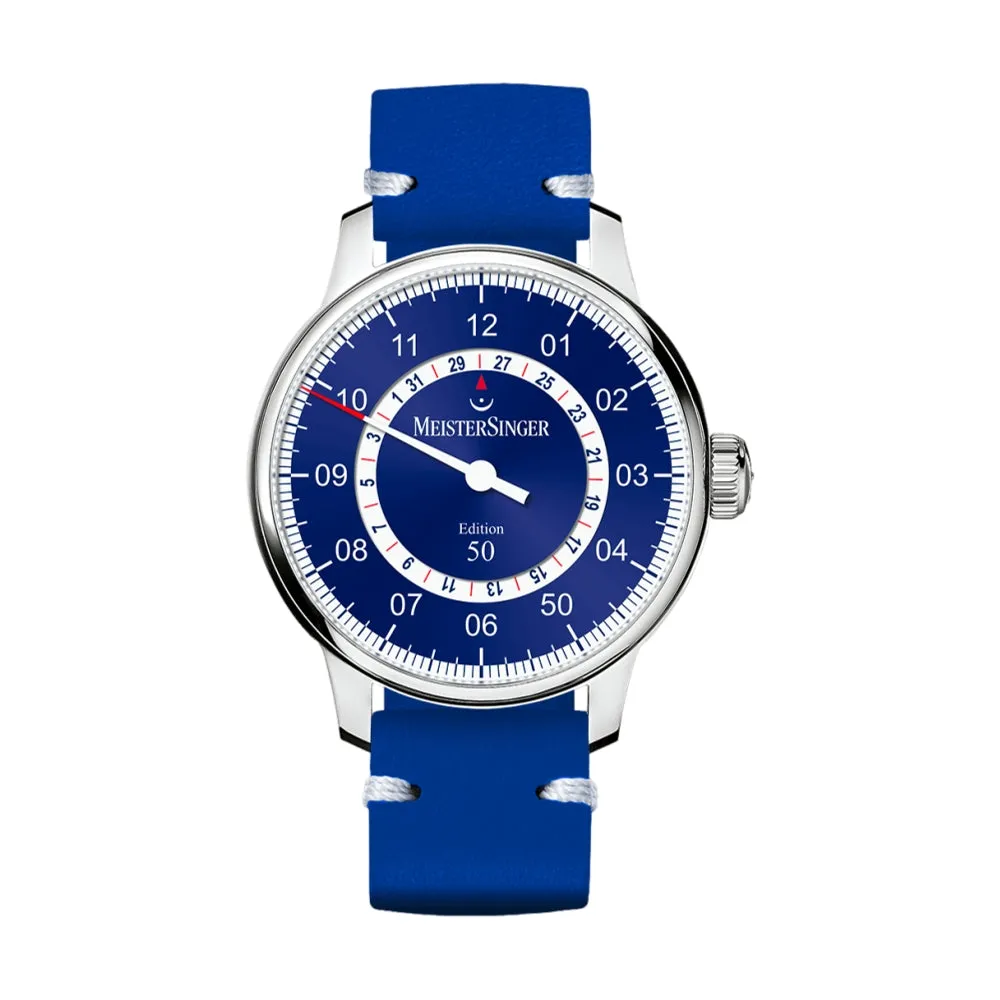 Edition USA Perigraph Blue-White-Red Dial 43mm on Blue Vintage Leather Strap