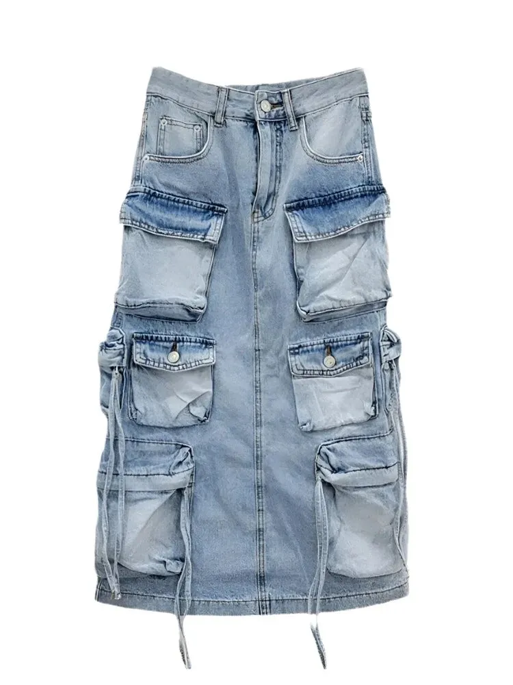 Faded Pocket Denim Skirt