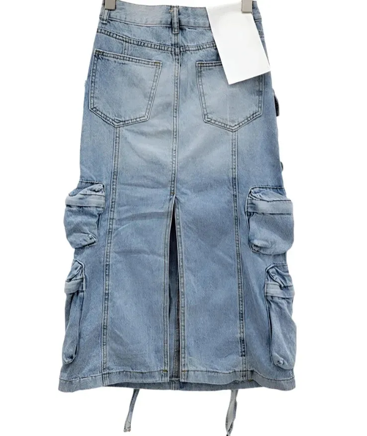 Faded Pocket Denim Skirt