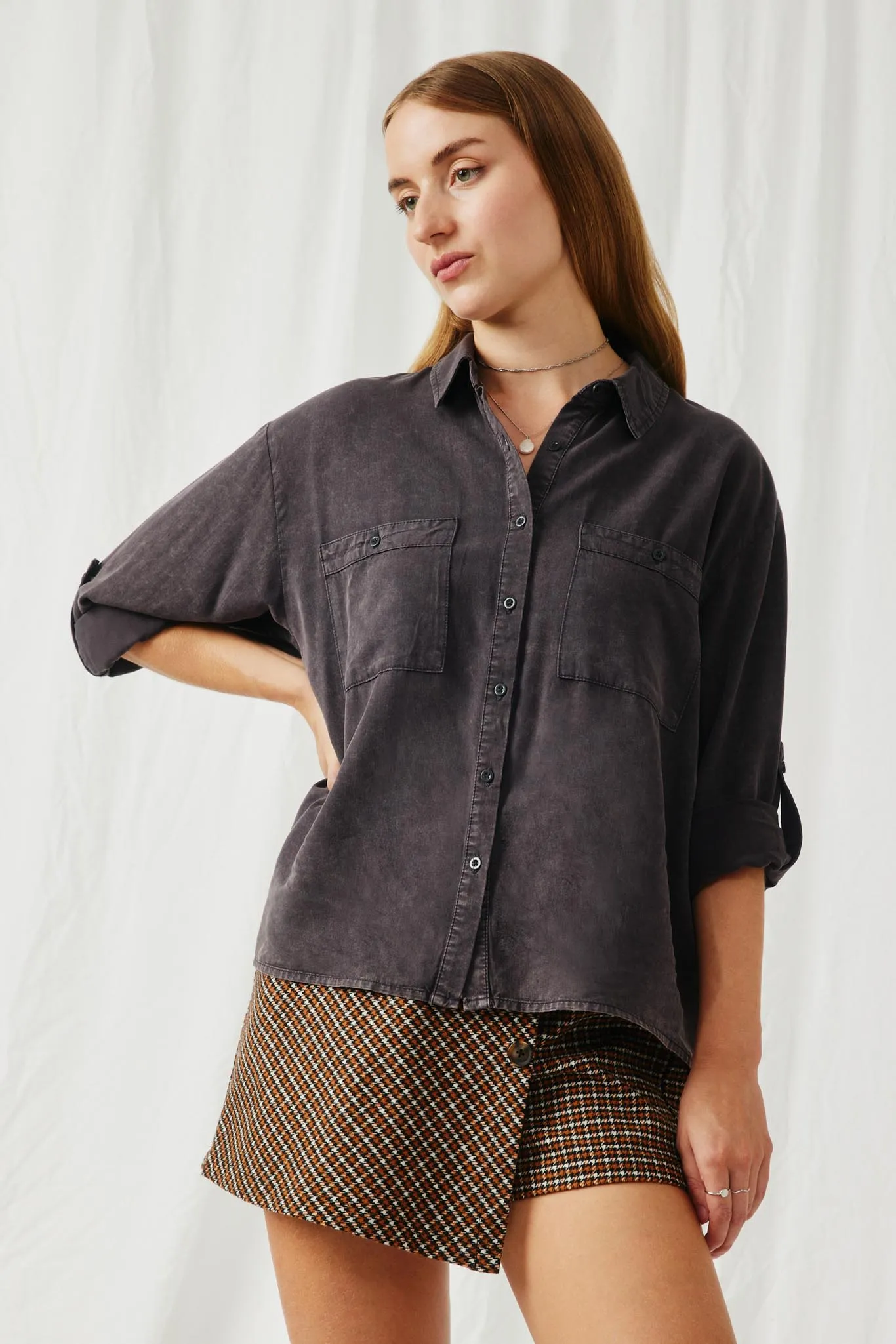 Garment Dyed Tencel Button Up Shirt