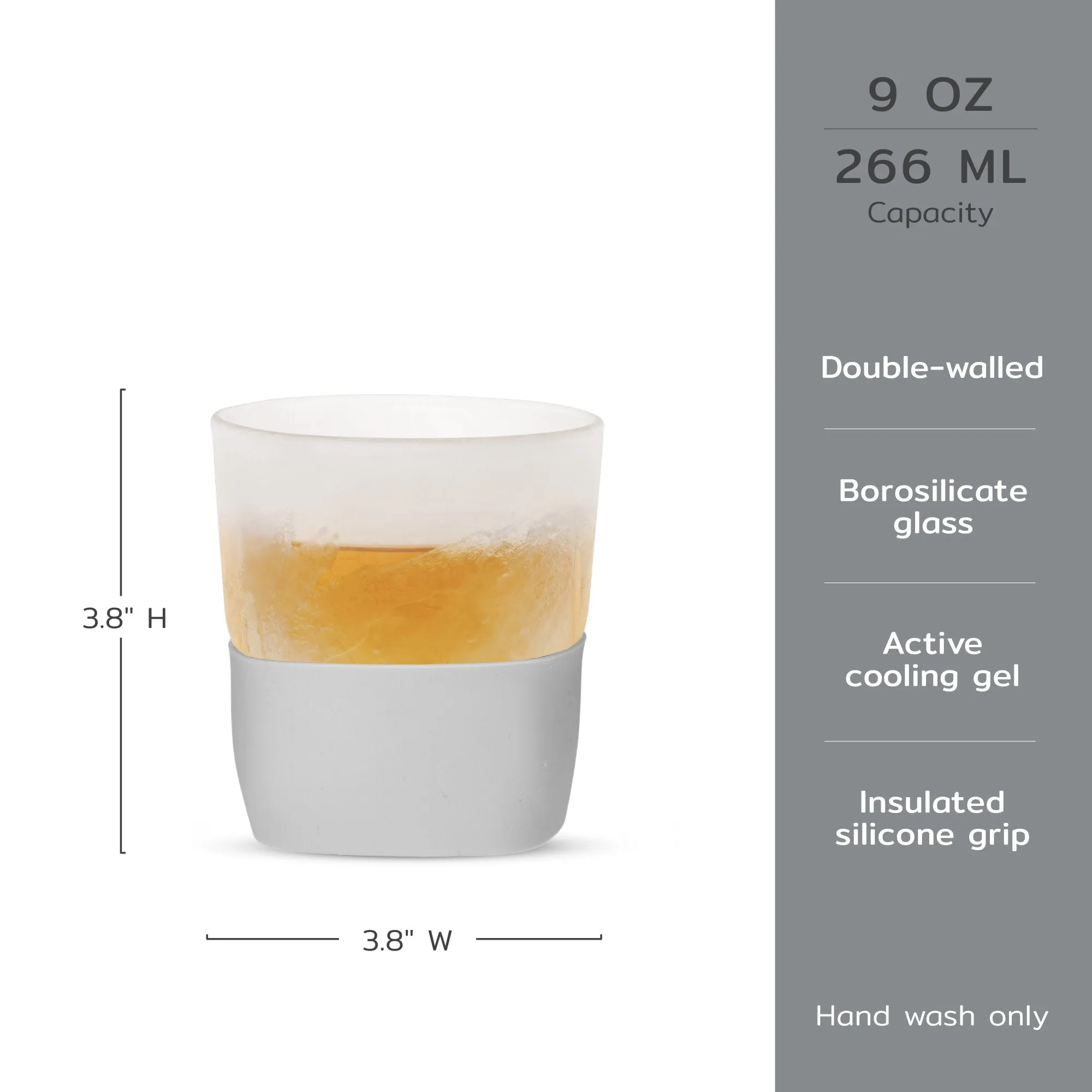 Glass Whiskey FREEZE™ Cooling Cup in Gray, Set of 2